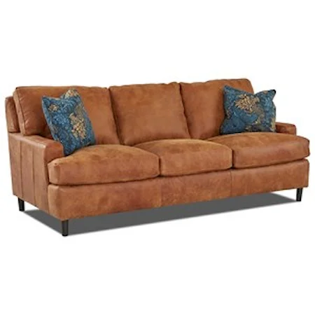 Contemporary Leather Sofa with Arm Pillows
